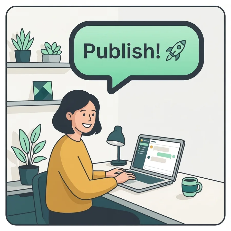 The manager sends a “Publish!” message