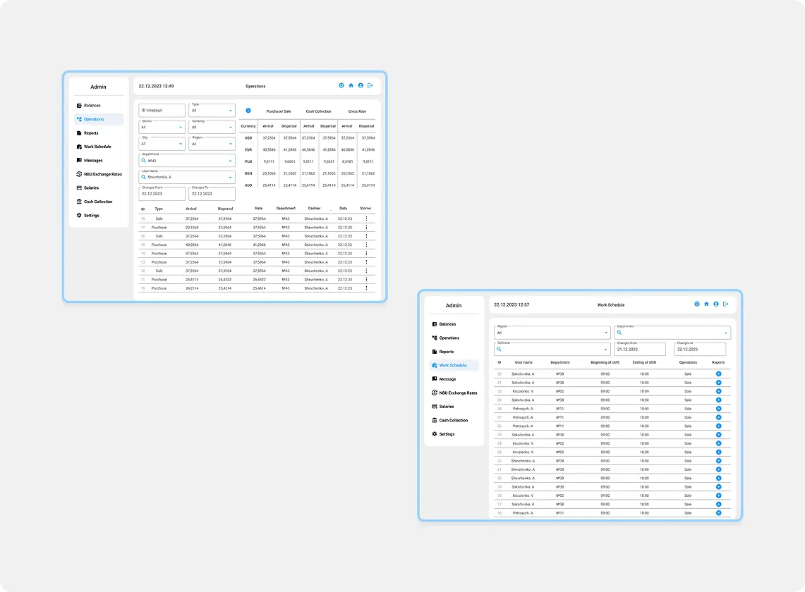 Data tables and user interface layout