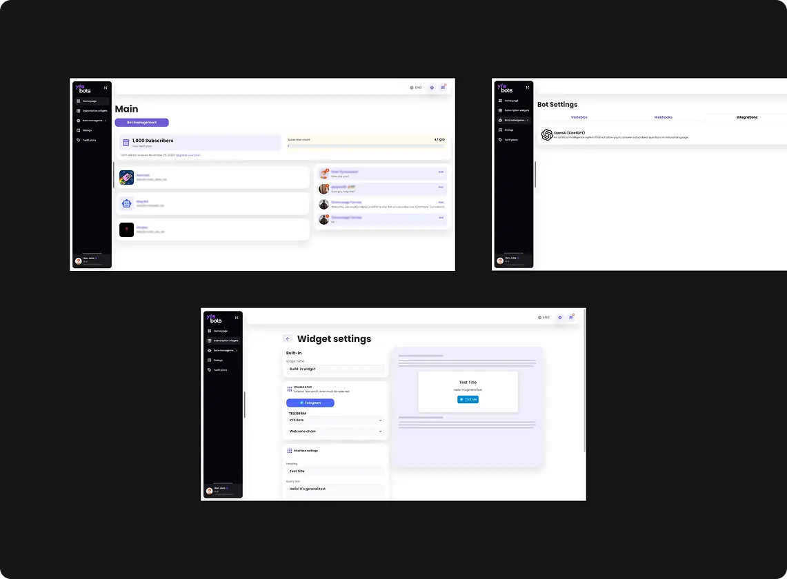 User interface design with settings options