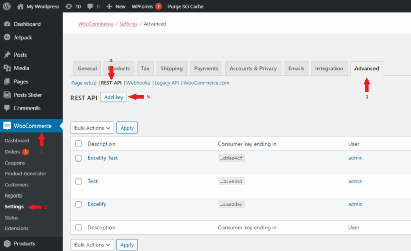 create WooCommerce REST API Credentials